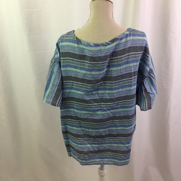 a.n.a button down tie off blouse cool stripe combo - Picture 13 of 16